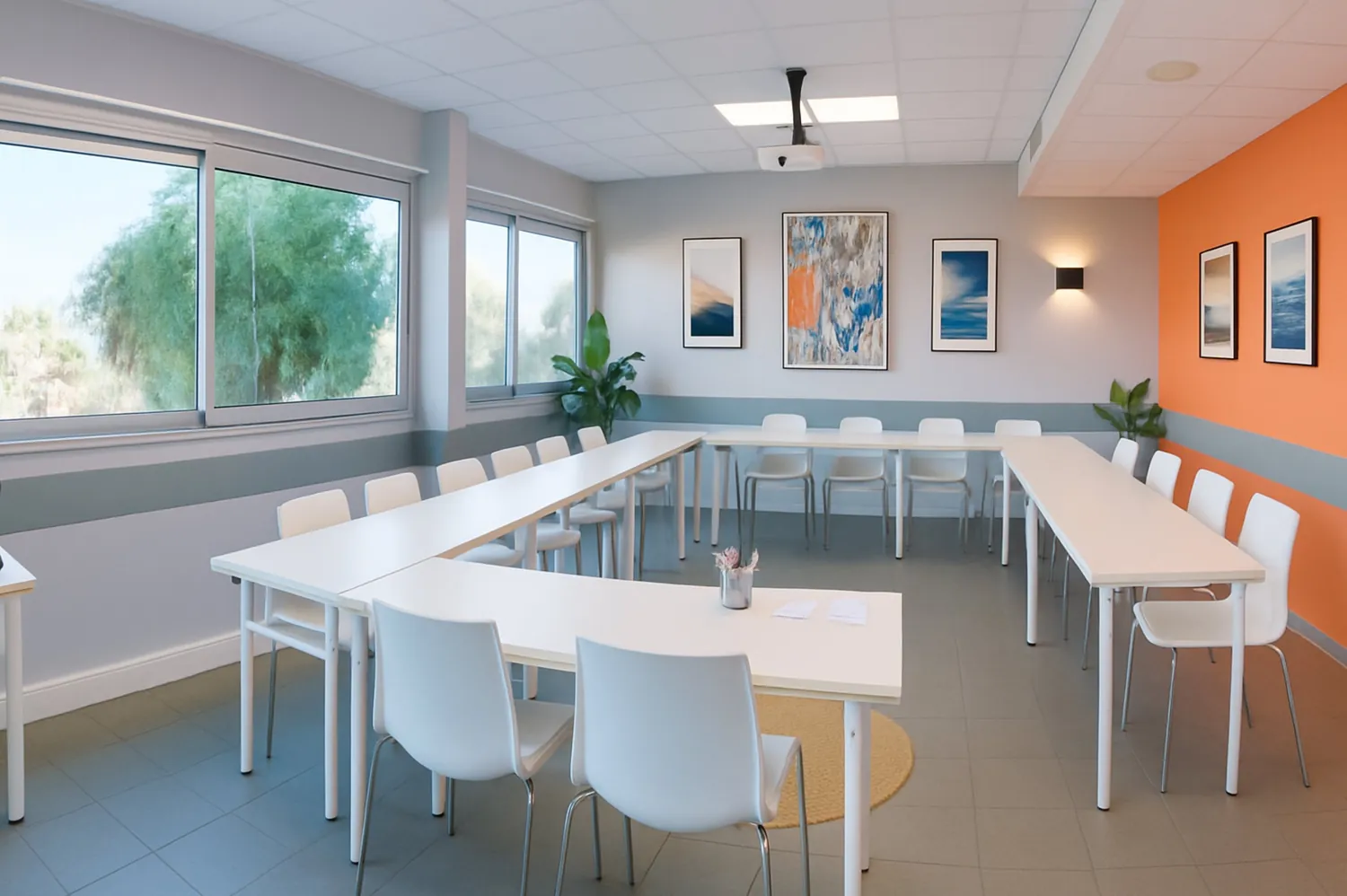 Salle de réunion en configuration U · 12 personnes